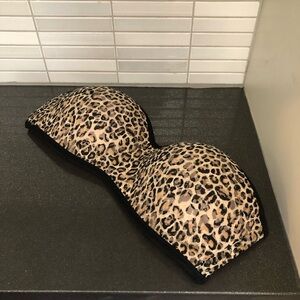 Pink Victoria Secret leopard print strapless bandeau bra